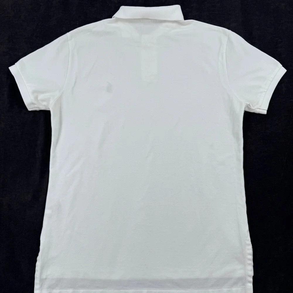 Polo Ralph Lauren Navy Pony Men L Crisp White Custom Fit Cotton Pique Polo Shirt